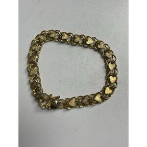 Vintage ELCO 1/20 12K  GF Gold Filled GF Double Link Heart Bracelet Size 6 3/4